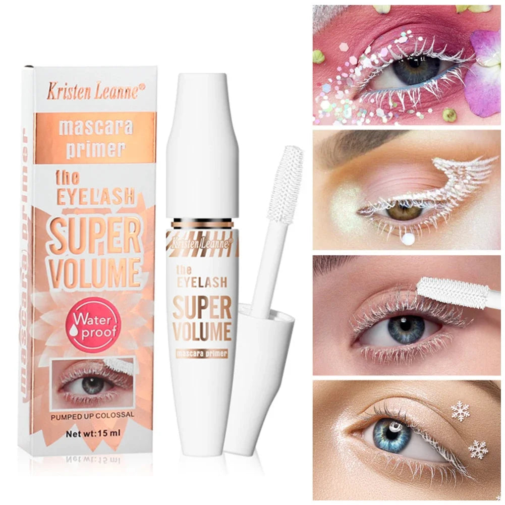 White Mascara Primer Waterproof Anti-Smudge Eyelash Base Cream Thicken Lengthening White Mascara Cosmetic Eye Makeup Tool