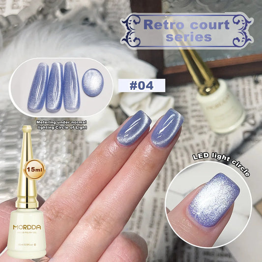 15ML Retro Glitter Cat Magnetic Nail Gel Polish t Cat Eye Holographic Reflective Semi Permanent UV Gel Soak Off Sparkling Nail A