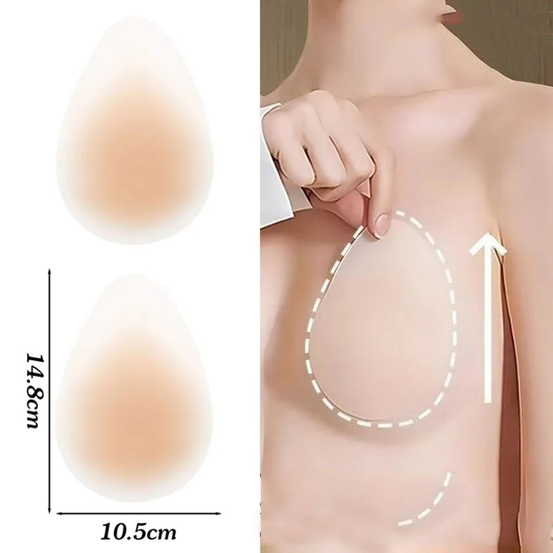 Silicone Seamless Waterdrop Nipple Cover Invisible No Glue Sticky Bra Sticker Thin Nubra Stickers Lifting Breast Pads Pasties