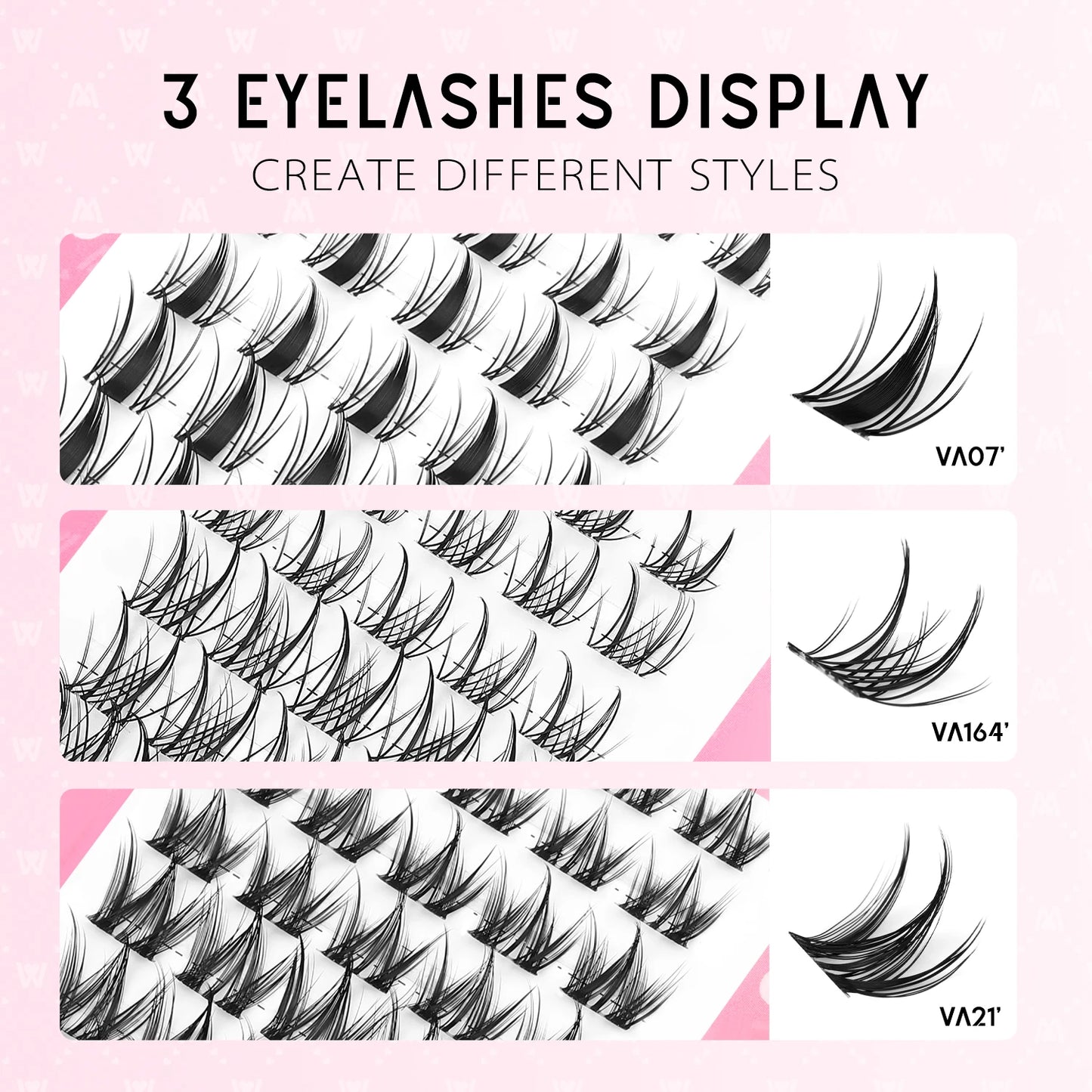 WOSHEER Manga Lash Clusters Kit Cat Lashes with Lash Bond & Seal Cluster Eyelash Extensions Mixed Tray Eyelash Clusters Kit
