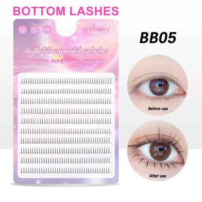 REDSIREN 10Rows Under Eyelash Large Capacity Cluster Lashes Korean Makeup Natural Look Bottom Lashes