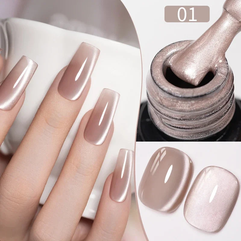 7.5ML Black Cat Eye Magnetic Glitter Gel Nail Polish Ultra-Bright Black Shine Long-Lasting Soak Off UV Nail Art Varnish Manicure