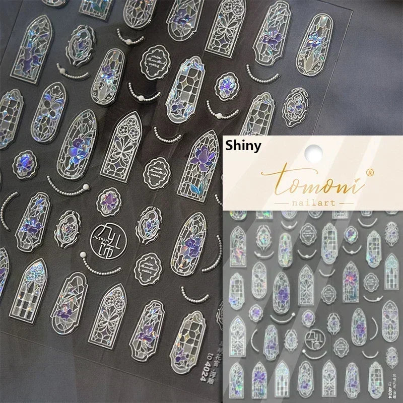 1piece 5Dcute tulip flower nail stickers high quality self-adhesive embossed nail art decals for girls summer decoration sticker