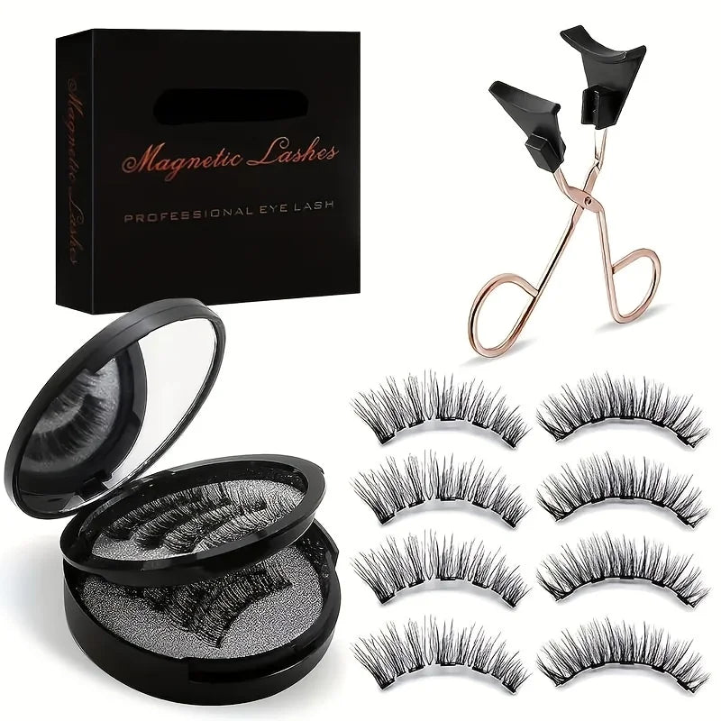 8pcs Magnetic Eyelash Kit Natural False Lashes Waterproof Eyelashes Extension Kit Reusable Wispy False Eyelashes Makeup Tools
