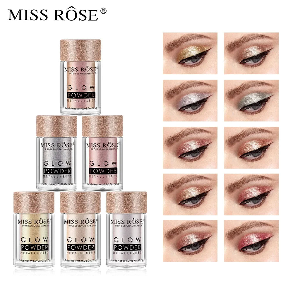 MISS ROSE Single Colour Pearl Diamond Glitter Eyeshadow Make-up High Lighter Shiny Shimmer Brighten Eye Shadow Powder Cosmetics