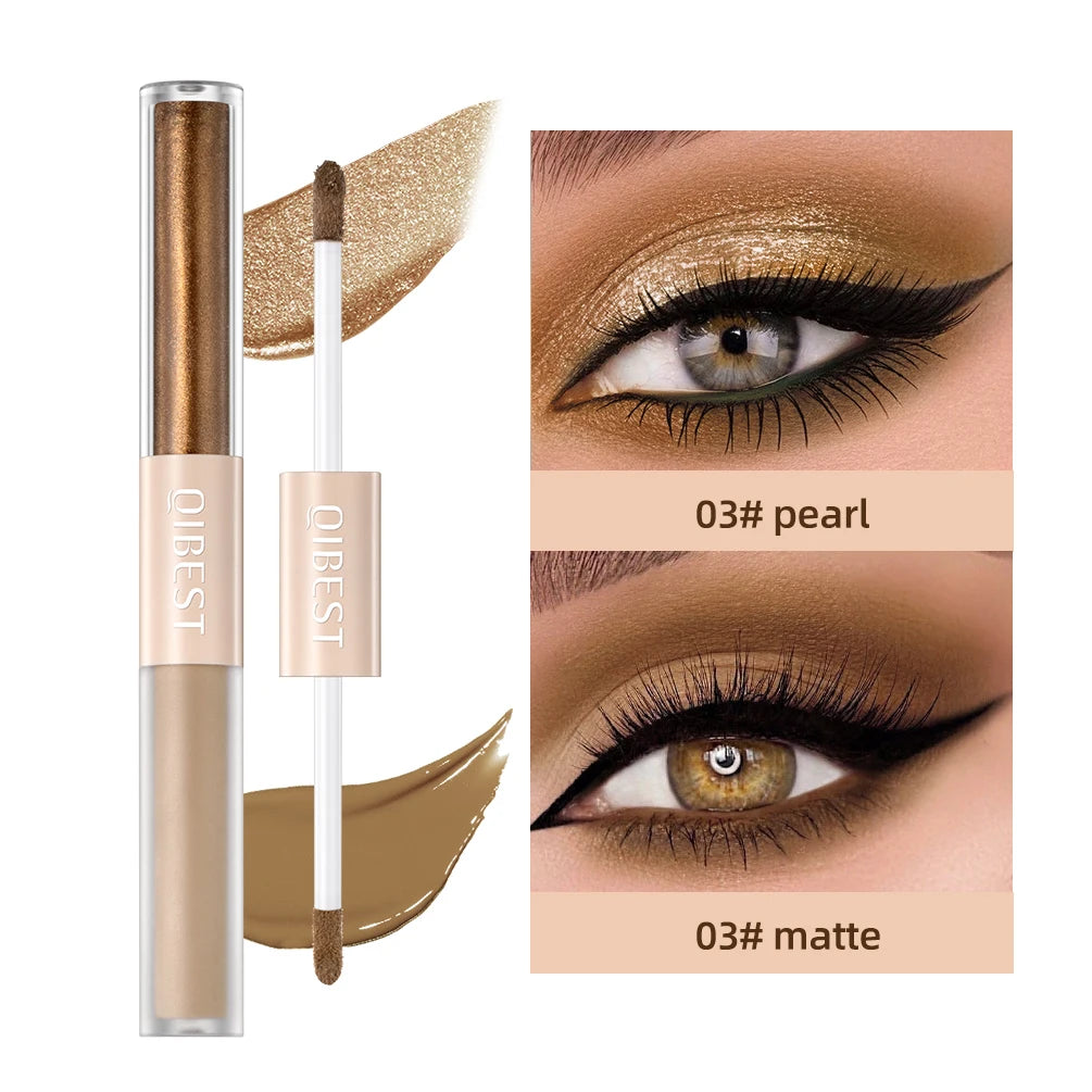 2 In 1 Stick Pearly Matte Eyeshadow Cream Smooth Nude Eye Makeup Liquid Contour Shadow Stick Waterproof Shimmer High Light Pen
