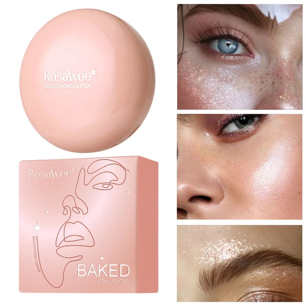 Monochrome Face Brightening Highlighter, Lightweight Non-Greasy Glitter Powder with Subtle Shimmer,Light Beige Brightening