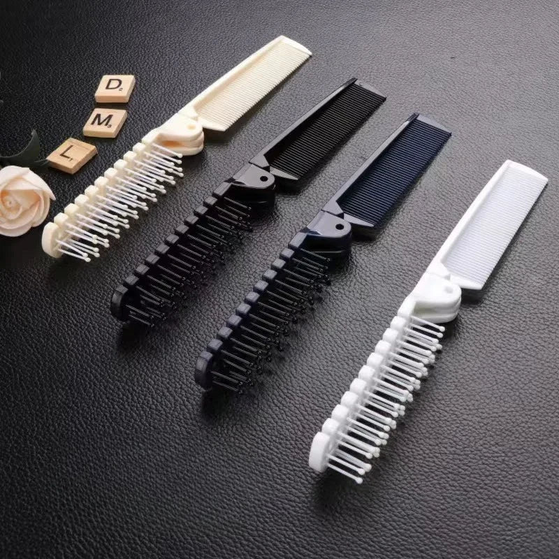 1pc 2 In 1 Double Headed Folding Hair Comb Portable Travel Hair Brush Compact Hair Comb Collapsible Pocket Brush