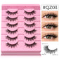 GROINNEYA Manga Eyelashes Natural Spiky Mink Lashes Natural Curl Full Strip Clear Stem Lashes Soft Fake Lashes Extension Makeup