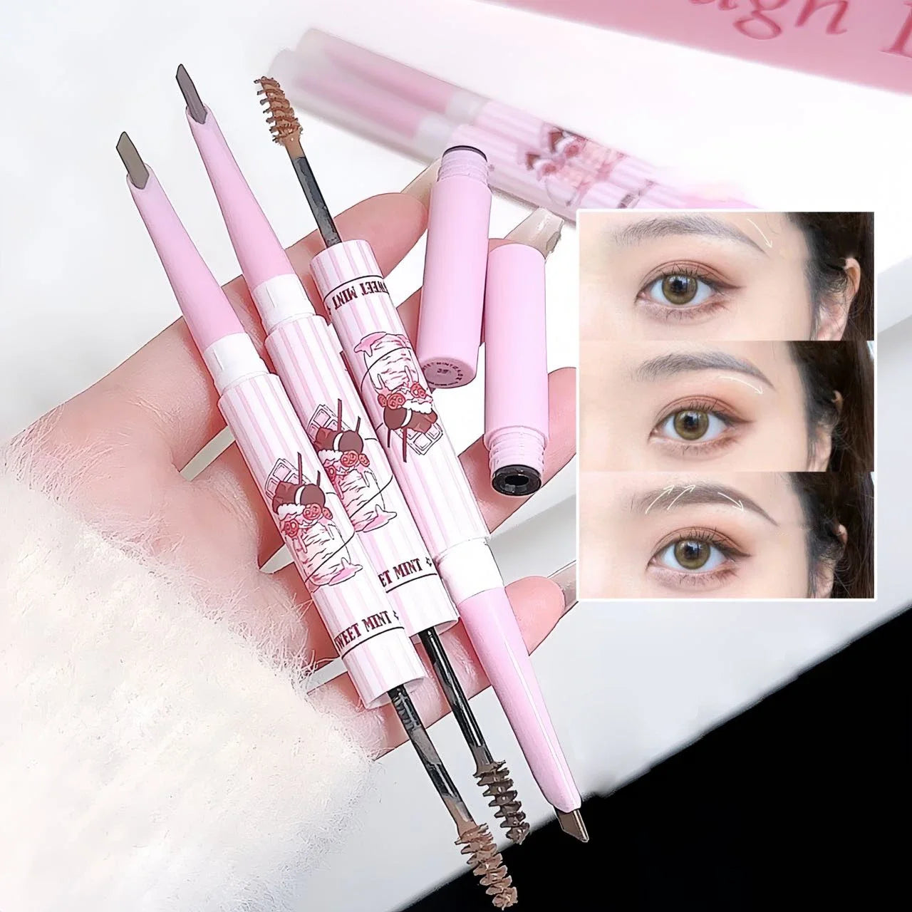 3D Eyebrow Dye Cream Gray Brown Double Head Eyebrow Pencil Long Lasting Waterproof Eye Brow Pen Tint Mascara Enhance Cosmetics