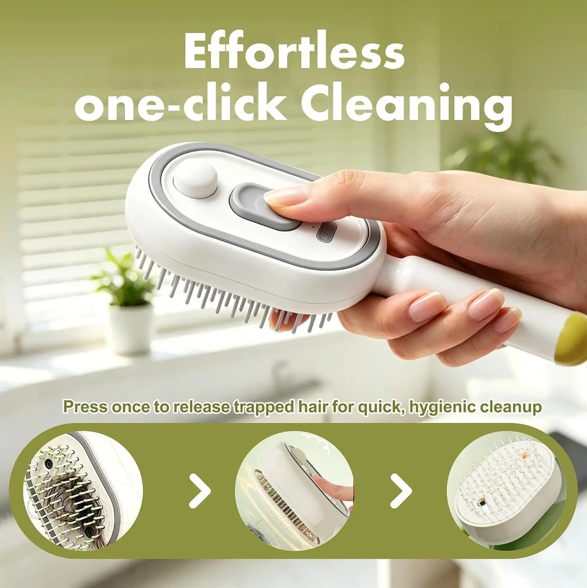 iLMH Electric Spray Hair Brush, Steamy Air Cushion Massage Comb, Self Cleaning Anti Static Detangling Brush for Women Hair