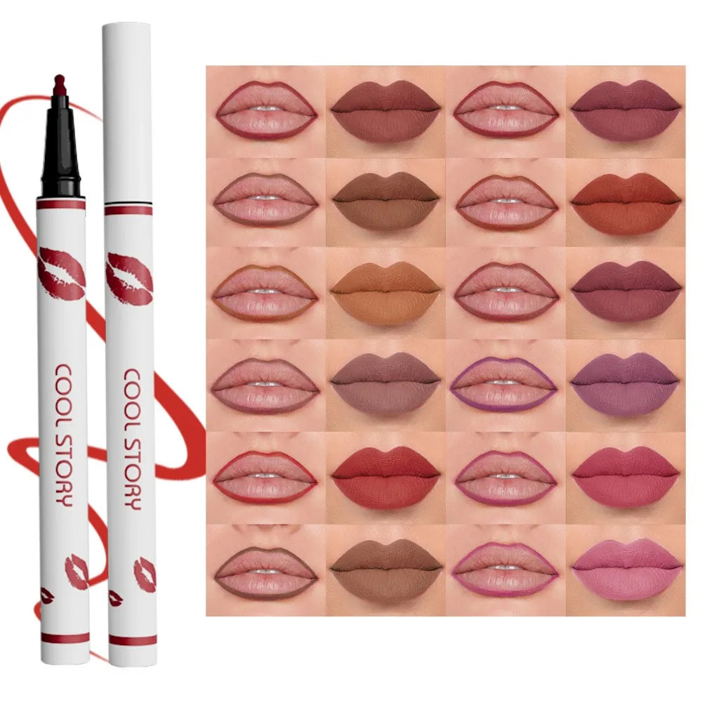 Liquid Matte Lipliner Pencil Waterproof long Lasting Lipstick Pen Natural Quick Drying Lip Liner Outline Lips Contour Makeup