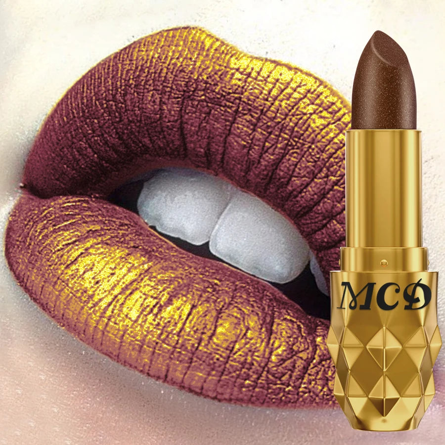 5 colors pearlescent metallic lipstick bold& intense glitter shinny lip tint  long lasting lip senior matte lip makeup gifts