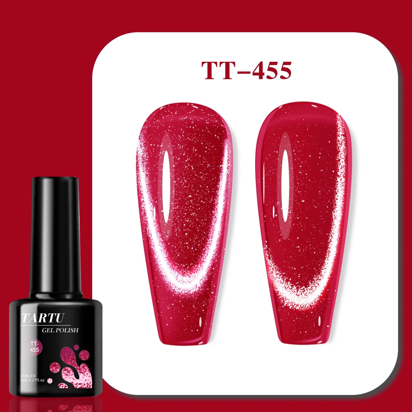 Cat Eye Gel Nail Polish,Red Brown black 8ml Soak Off LED/UV, Holographic Glitter Nail Art,for Home Salon Manicure Gift for Women