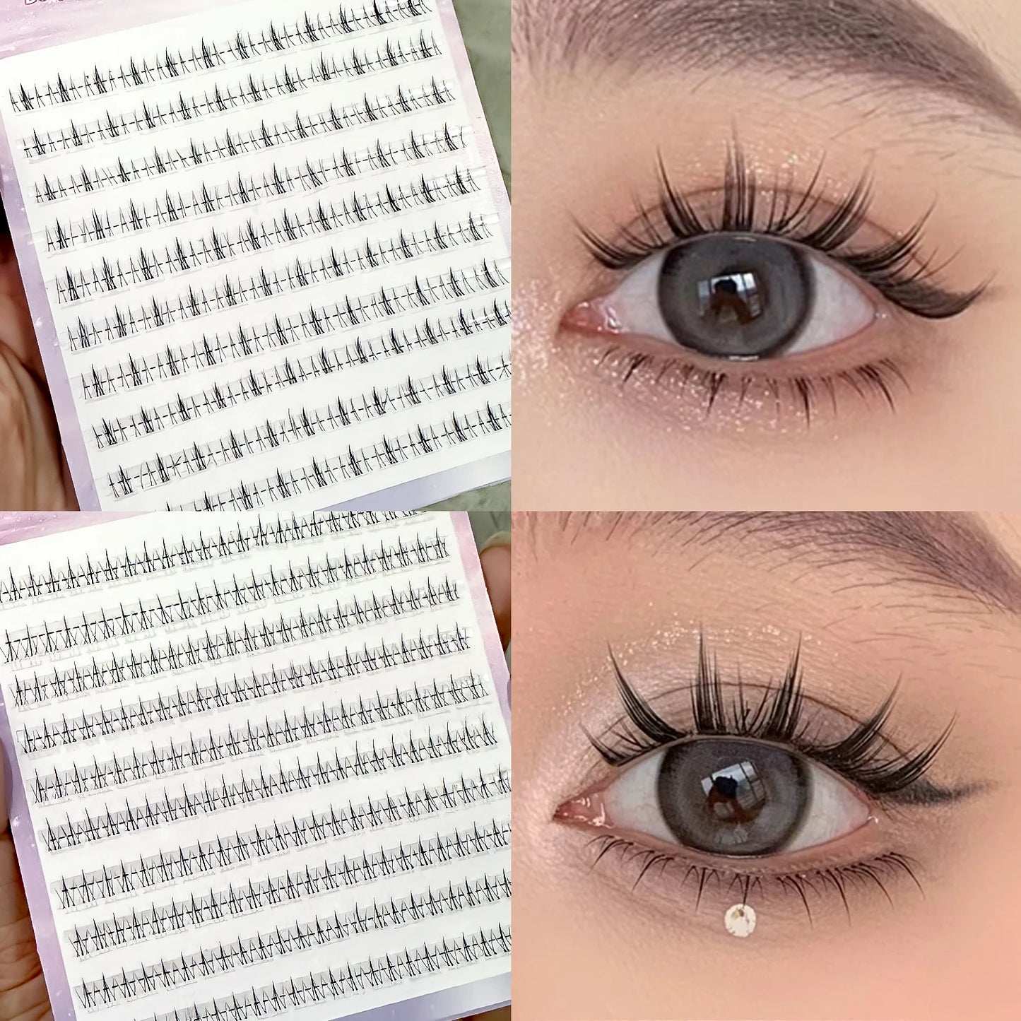 REDSIREN 10Rows Under Eyelash Large Capacity Cluster Lashes Korean Makeup Natural Look Bottom Lashes