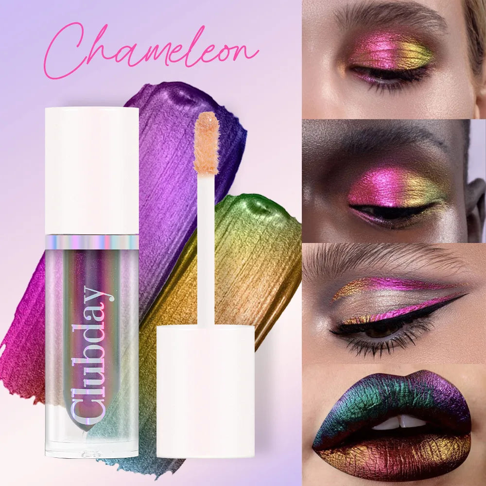 Chameleon Liquid Eyeshadow, Metallic Duochrome Single Shade, High-Impact Shifting Glow for Eyes & Face, Long-Wear Stage Highligh
