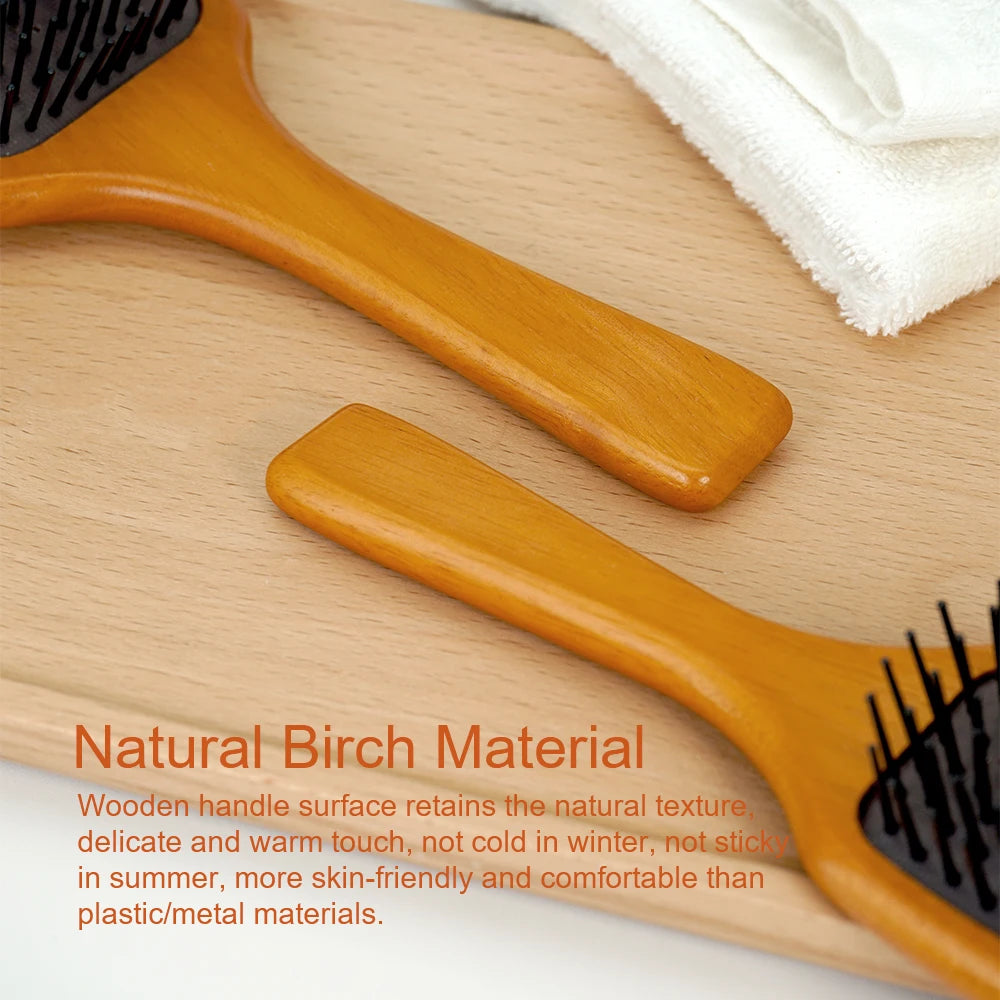 Wooden Paddle Hair Brush Set Scalp Massage Anti －static Detangling for All Hair Types Daily Styling & Grooming