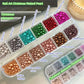 12Grids Christmas Red/Green Pearl Nail Rhinestone Mixed Size Pearlescent Colorful Beads Nali Charms Christmas Manicure Jewelry A