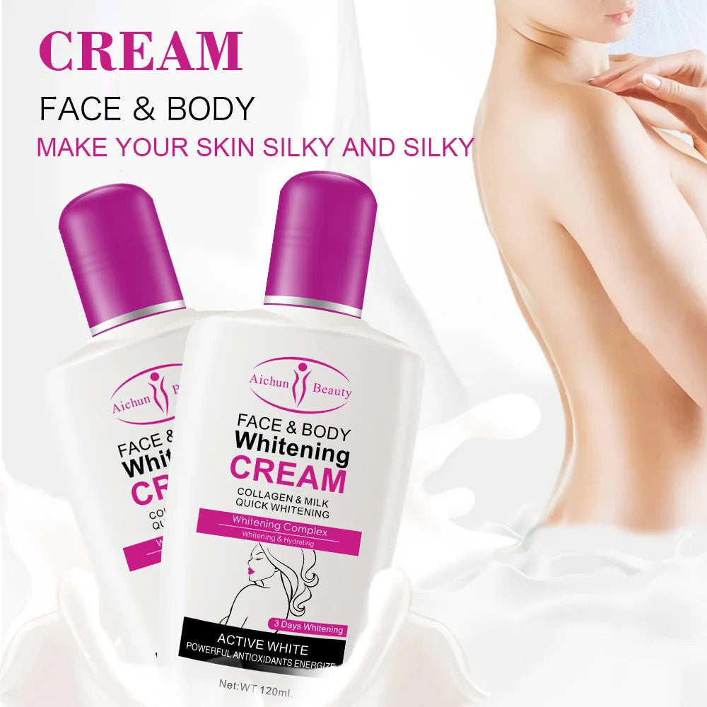 Collagen Milk Body Face Whitening Cream Dark Skin Bleaching Skin Care Body Leg Arm Lightening Smooth Moisturizing Body Lotion