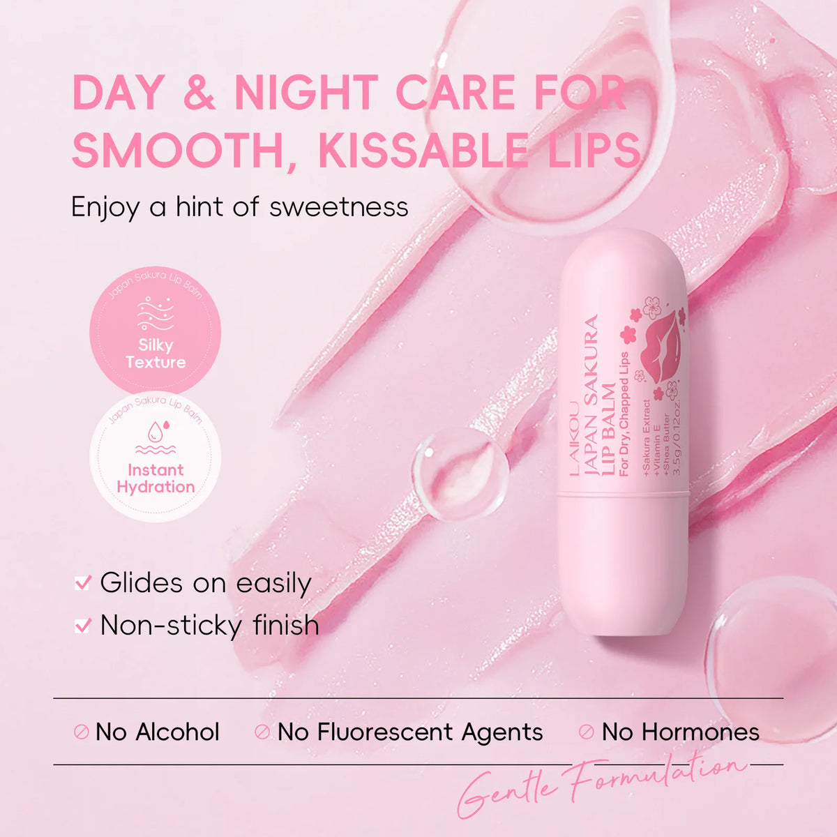 LAIKOU Sakura Lip Balm Nourishing Refreshing Hydrating and Lasting Moisturizing Preventing Cracking Repairing for Daily Lip Care