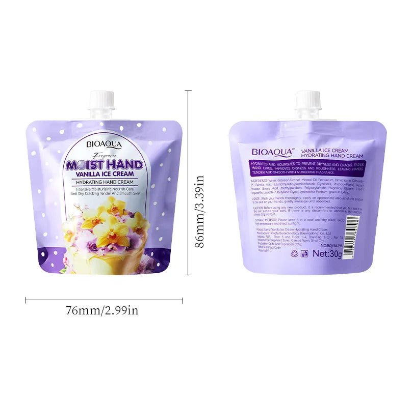 5 Pack Hand Cream 30g - Vanilla/Donut/Coconut, Hydrating & Improving Skin Texture, Repairs Dryness & Fine Lines in Winter