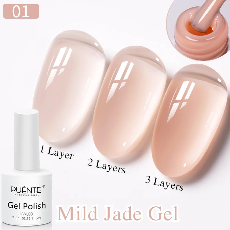 PUENTE Pearl Color Builder Nail Gel Polish Hema Free Shell Thread Glitter Nail Extension Semi-Permanent Construction Gel Varnish