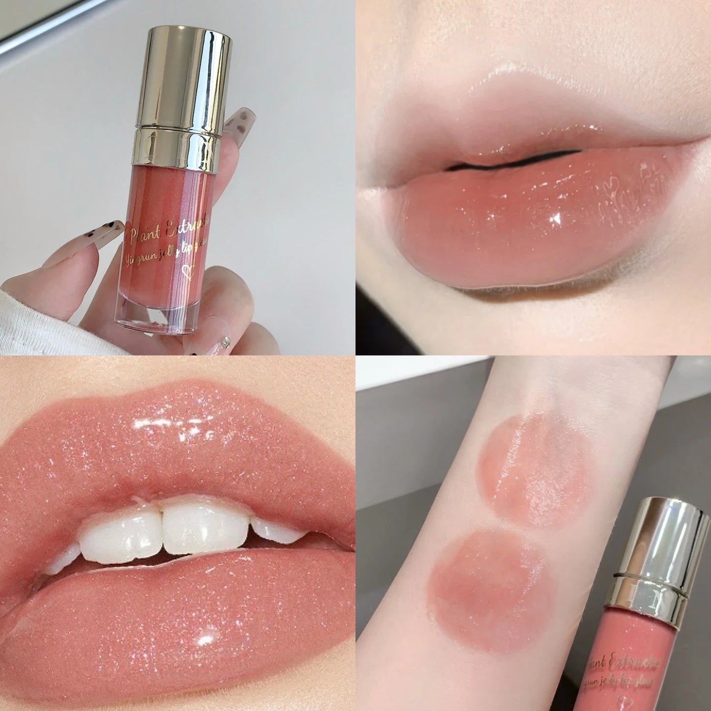Sparkling Glitter Lip Gloss Shiny Pearl Lip Glaze Plant Extract Moisturize Jelly Lip Oil Long Lasting Makeup Non-Sticky Lipstick