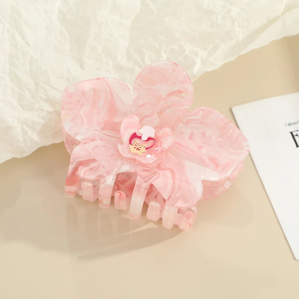 NEW Sweet Elegant Phalaenopsis Flower Acrylic Hair Claw Korean Style Claw Clip Crab Hair Clip for Women Girls Hair Accessories
