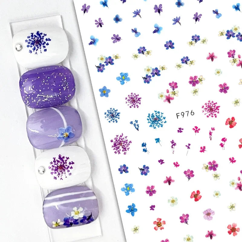 1pcs Sakura Flower 3D Nail Stickers White Cherry Blossom Nail Art Decals Spring Summer Adhesive Slider Decor Wedding Manicure
