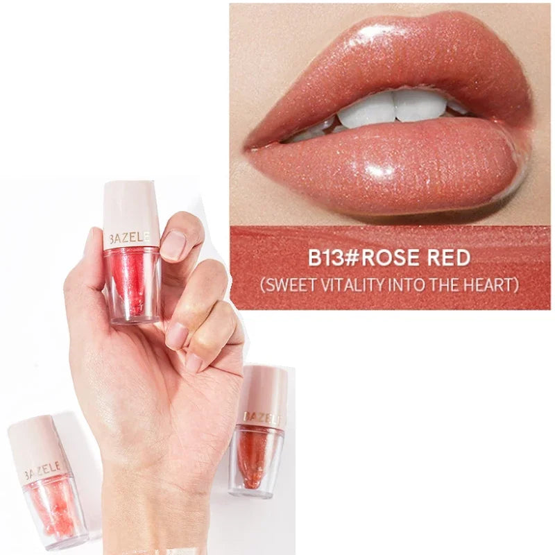 High Quality 14 Color Mirror Pearl Lipstick Lip Gloss Cosmetic Non-stick Cup Moisturizing Shine Glitter LipGloss Lip stick Women