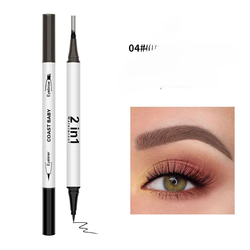 2 in1 Double Head Eye liner Brow Pencil Make up Waterproof Long-lasting No Blooming Rotatable Eyeliner Eyebrow Tattoo Pen Makeup