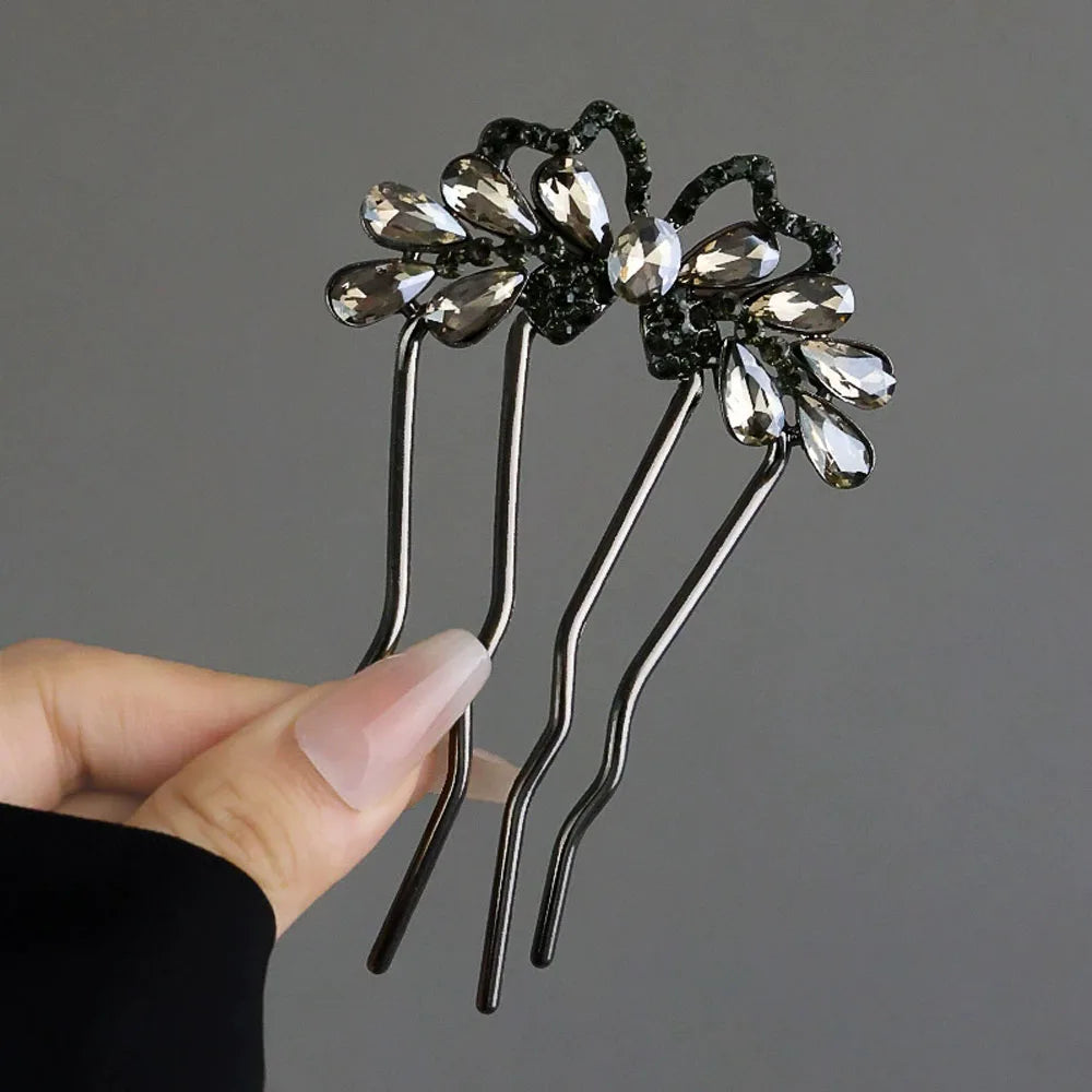 1Pc Pearl Flower U-Shaped  Hair Clips for Women Elegant Style Metal Forks Vintage Pearl Hairpins Hair Styling Tools Gifts