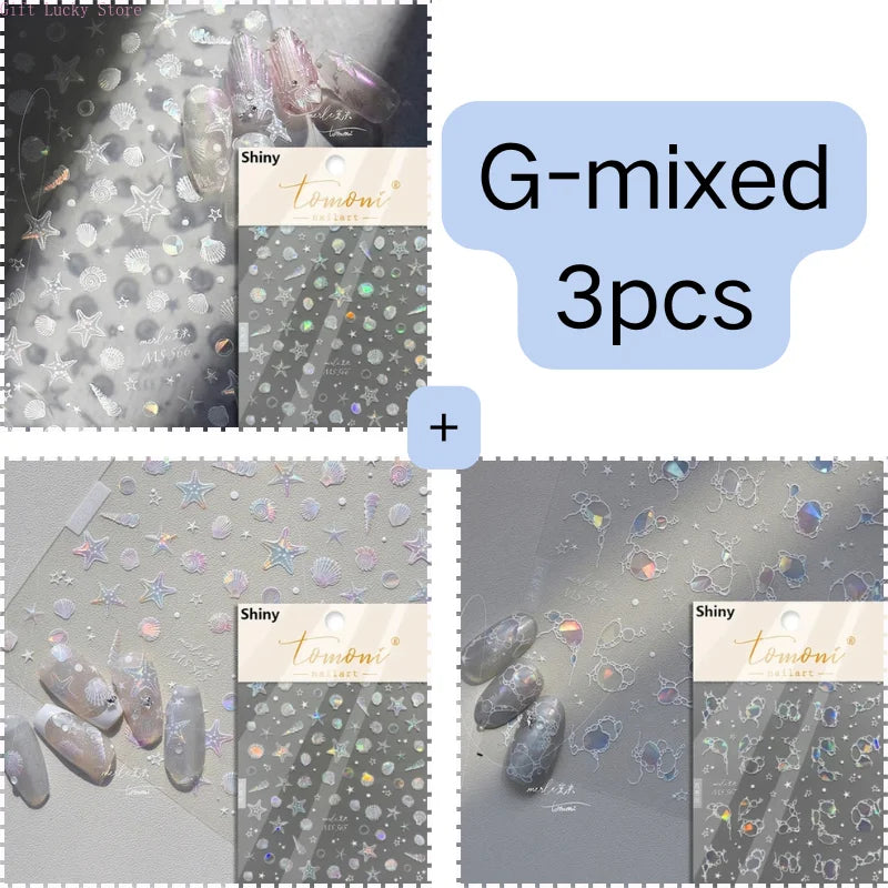 1piece 5D glass fragment nail sticker high quality stained glass window grille design glitter art decoration design nail sticker