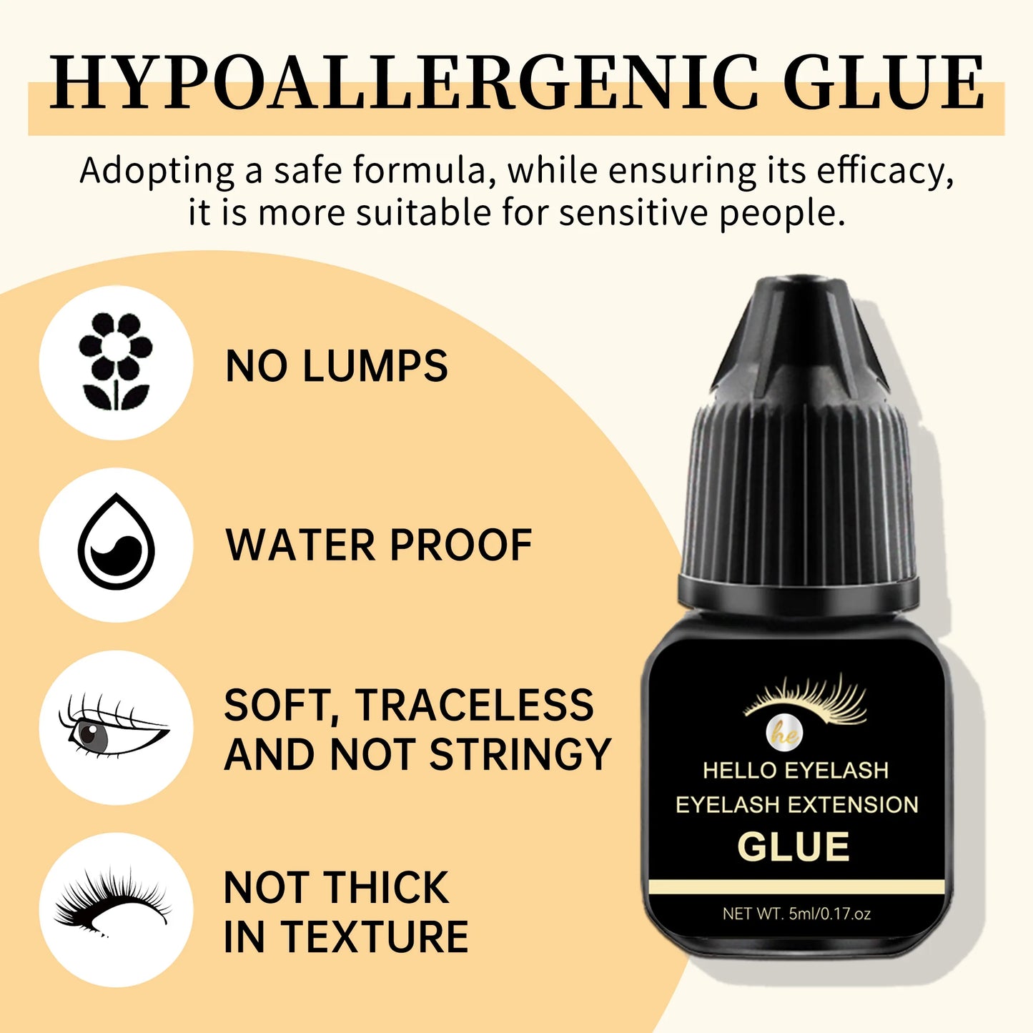 DIY 5ml Fast Drying Strong False Eye Lash Extension Glue Adhesive Retention 7-14 days Low Smell Mink Eyelash Glue at home
