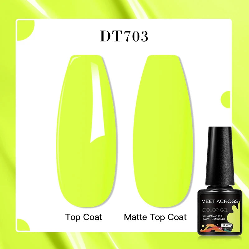 MEET ACROSS 160 Colors 7.3ml Gel Nail Polish Vernis Glitter Sparkly Semi Permanent Soak Off LED UV Gel Varnish Nail Art Manicure