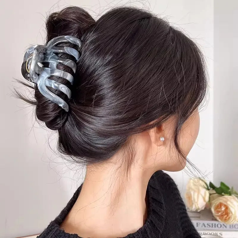 New Large Marble Stripes Pumpkin Hair Claws Crab Hairpins For Women Sweet Hair Clip Barrettes Headband Hair Accessories Styling