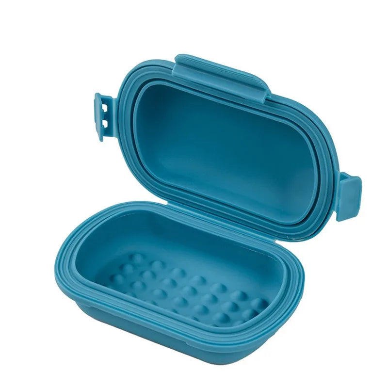 Travel Portable Flip Top Soap Dish with Lid-Leak Proof Bar Soap Container Flip Top or Fold Flat for Travel Hotel