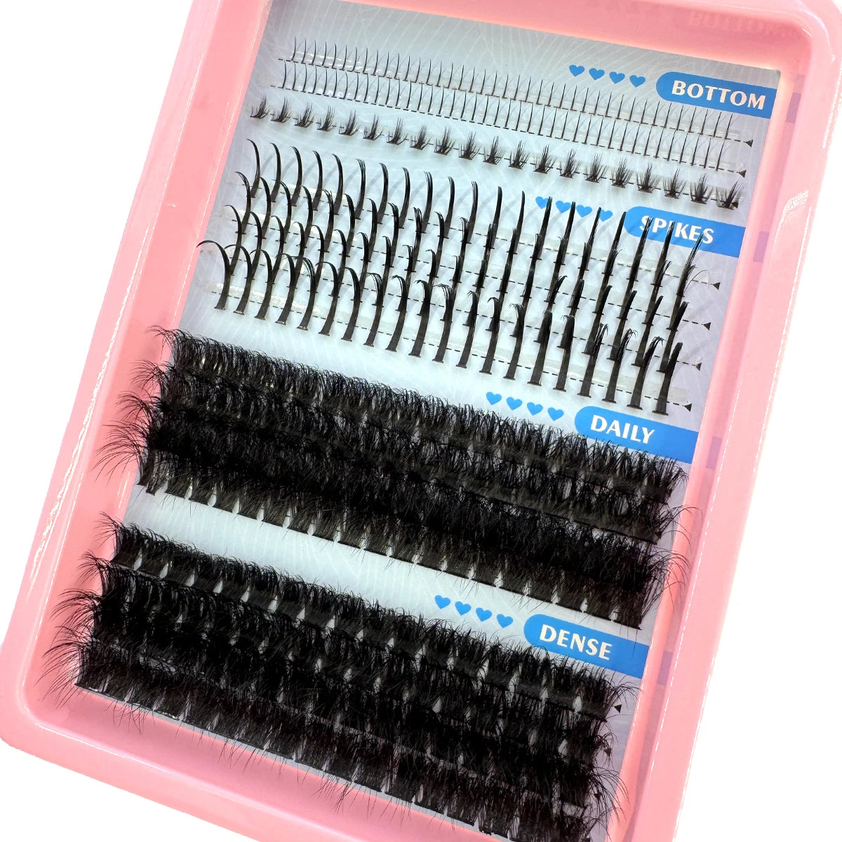 15Rows Lash Clusters Spikes Eyelash Extensions Spiky Lashes Extension Thick Individual Cluster Lashes with Spikes&Bottom Lashes