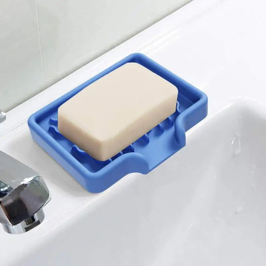 Silicone Soap Holder Self Draining Soap Bar Holder Kitchen Soap Dish Sponge Tray Counter Caddy Organizer for Dish Soap Dispenser
