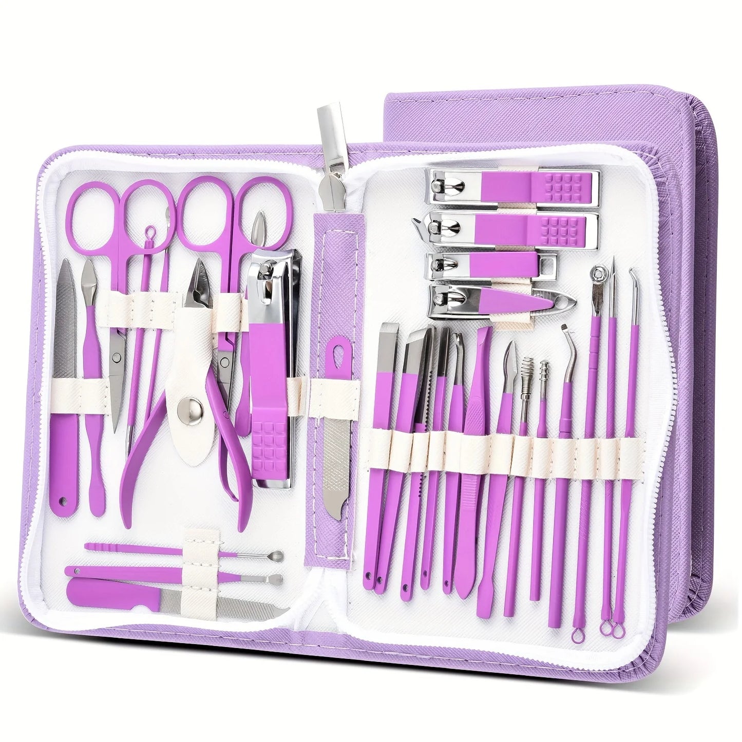 30pcs Blue Red Gradient Nail Clipper Set Nail File Remover Tool tainless Steel Manicure Tool Kit with Storage Box Gifts