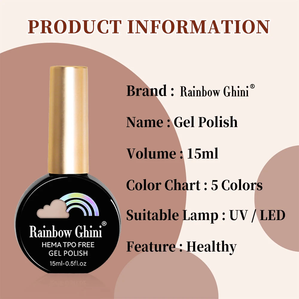 RG 15ml TPO&Hema Free 5Color Nude Jade Fat Gel Nail Polish Translucent UV Gel Polish Long Lasting Professional Nail Art Autumn