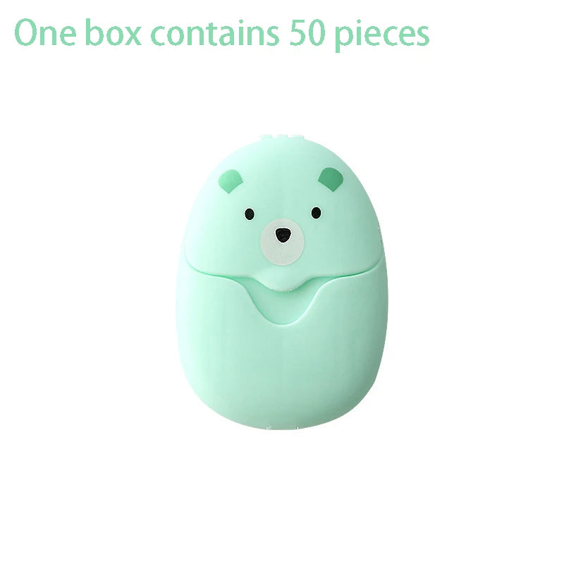 Cute Cartoon Styling Soap Portable Disposable Cleaning Soap Paper Children Toiletries Outdoor Travel Essential Bathroom Product