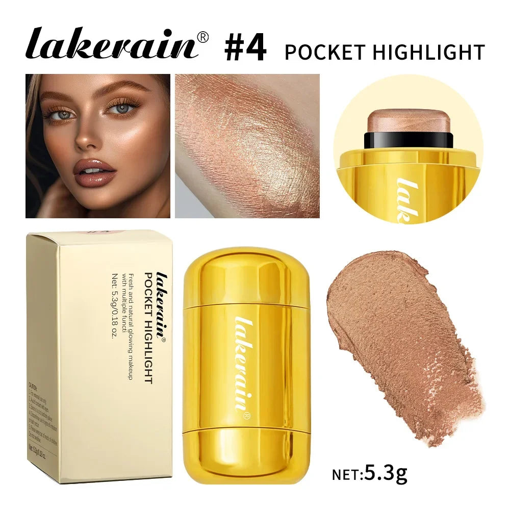 Makeup Highlight Bronzer Stick Shimmer Champagne Brown Shine Highlighter Cream Face Body Brighten Glitter Natural Contour Blush