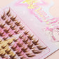80 Clusters of Brown Natural Fox-Style Cat Eye False Eyelashes Makeup Tools, Natural Segmented Eyelash Bundles Makeup Tools