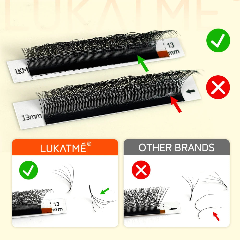 LUKATME Brown 5D M Curl Fox Eyelash Extensions 7-14mm Premium Soft Volume 5D Lashes Foxy Eye Brown False Mink 5D W Eyelashes