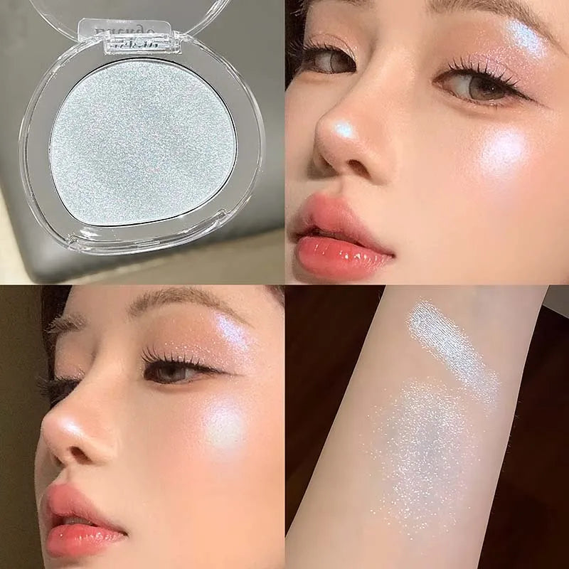 Shimmer Glitter Powder Highlighter Palette Shiny Diamond White Eyeshadow Highlight Makeup Face and Body Brighten Natural Contour