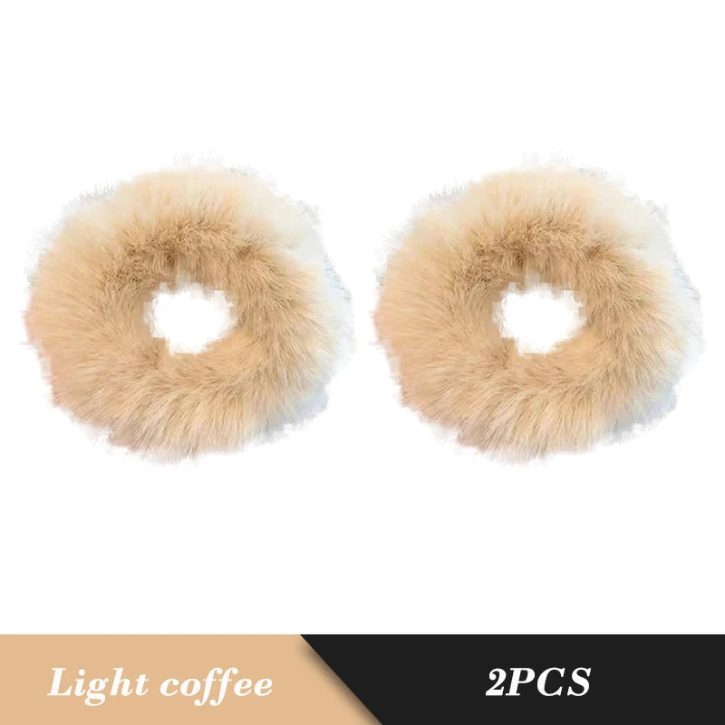 1PC Fluffy Warm Autumn Winter Elastic Hair Band Scrunchies Large Intestine Hair Ring For Women Girls Plush Hair Rope Hairwear