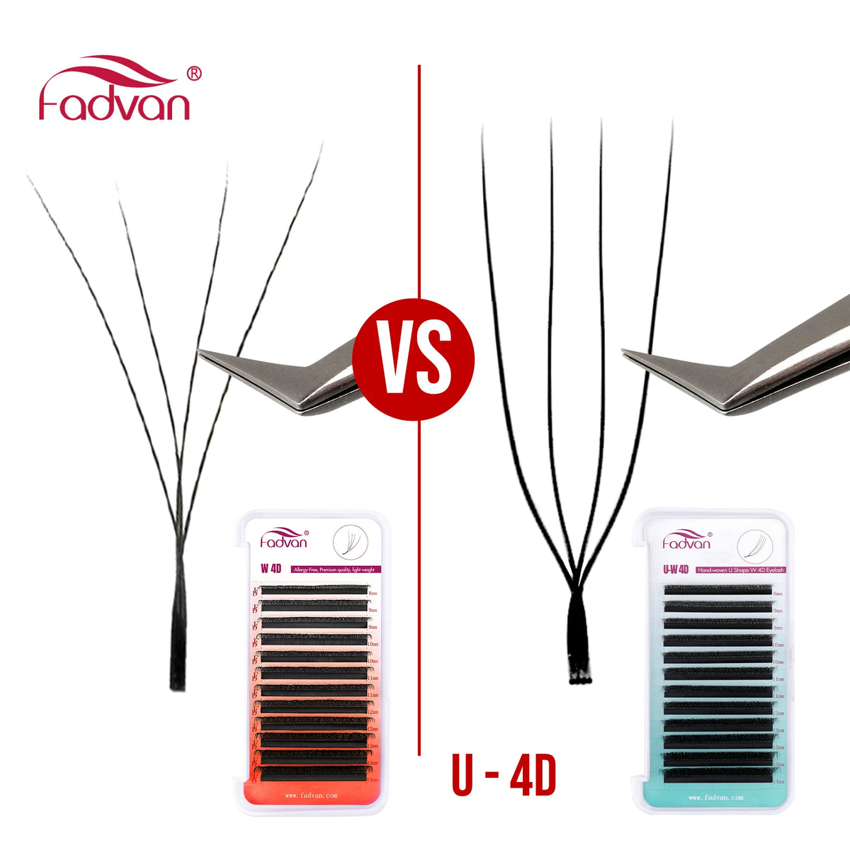 FADVAN U Shape 3D/4D/5D/YY Eyelashes Extension Light Soft Waterproof Fake Lashes Premade Volume Natural Wispy False Lash