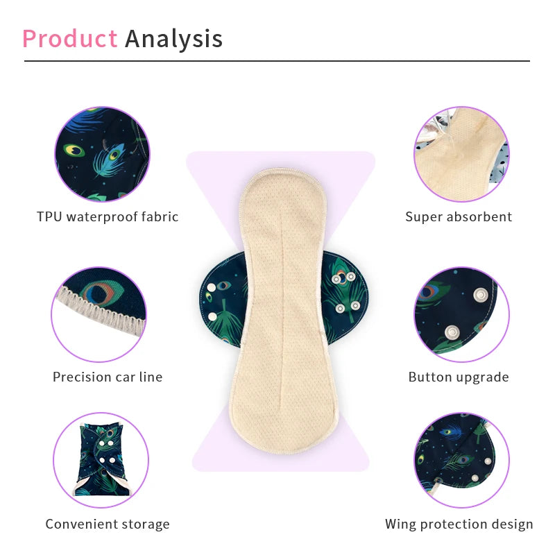 2pcs Reusable Menstrual Pads Heavy Flow Overnight Daily Pads Panty Gasket Washable Sanitary Cotton Pads for Women New Arrival