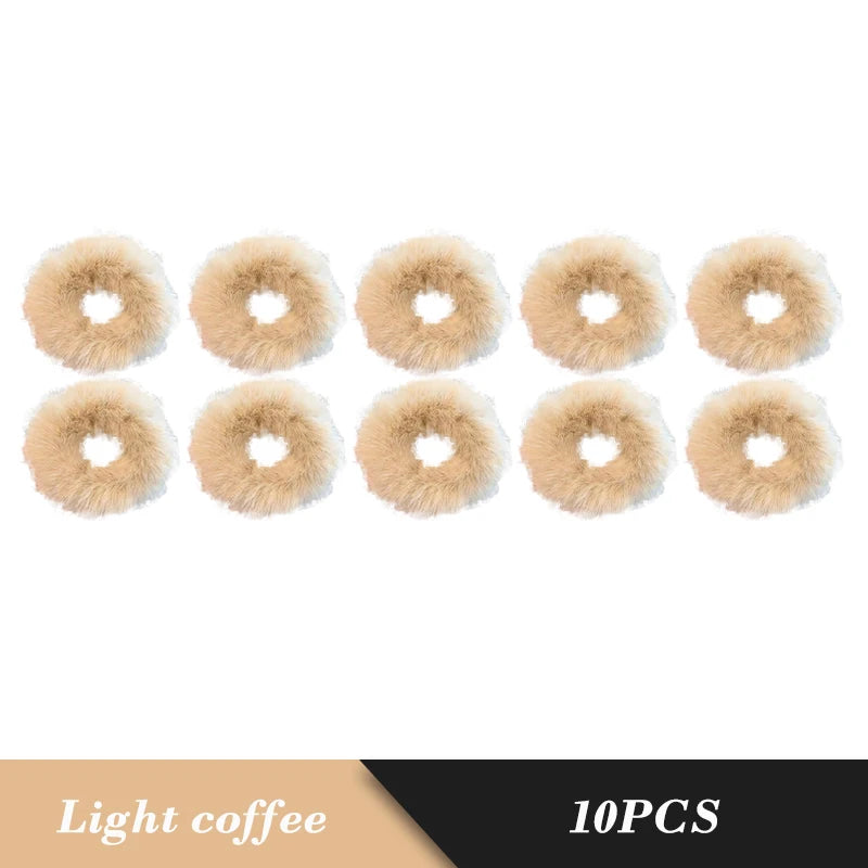 1PC Fluffy Warm Autumn Winter Elastic Hair Band Scrunchies Large Intestine Hair Ring For Women Girls Plush Hair Rope Hairwear